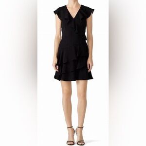 PARKER Black Ruffle Mini Dress